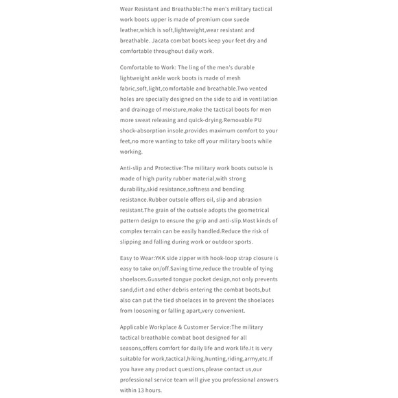 Jacata H20514 Mens Tactical Military Work Boots Sand Tan Suede Side Zip Sz 10.5 - Picture 4 of 14